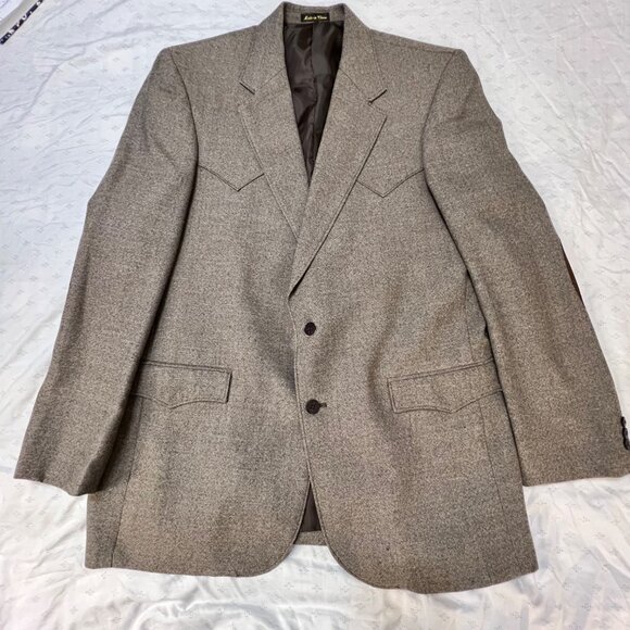 Mens Western Tweed Lambswool Blazer Leather Elbow Patches Circle S Size 48L - Picture 7 of 16